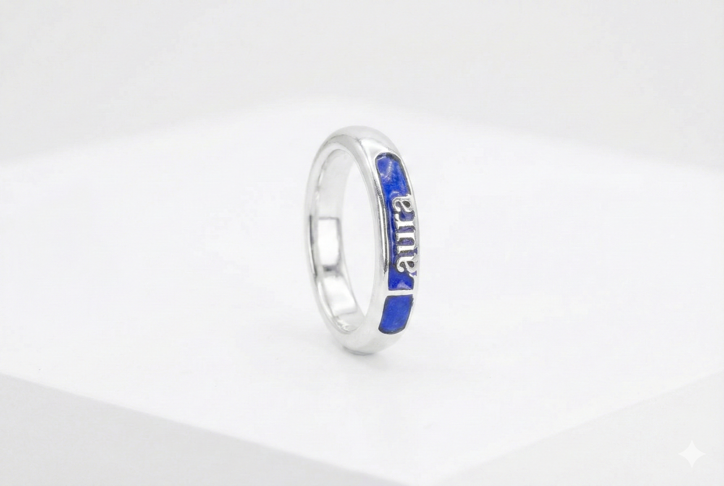 Gold Personalized English Name Enameled Ring
