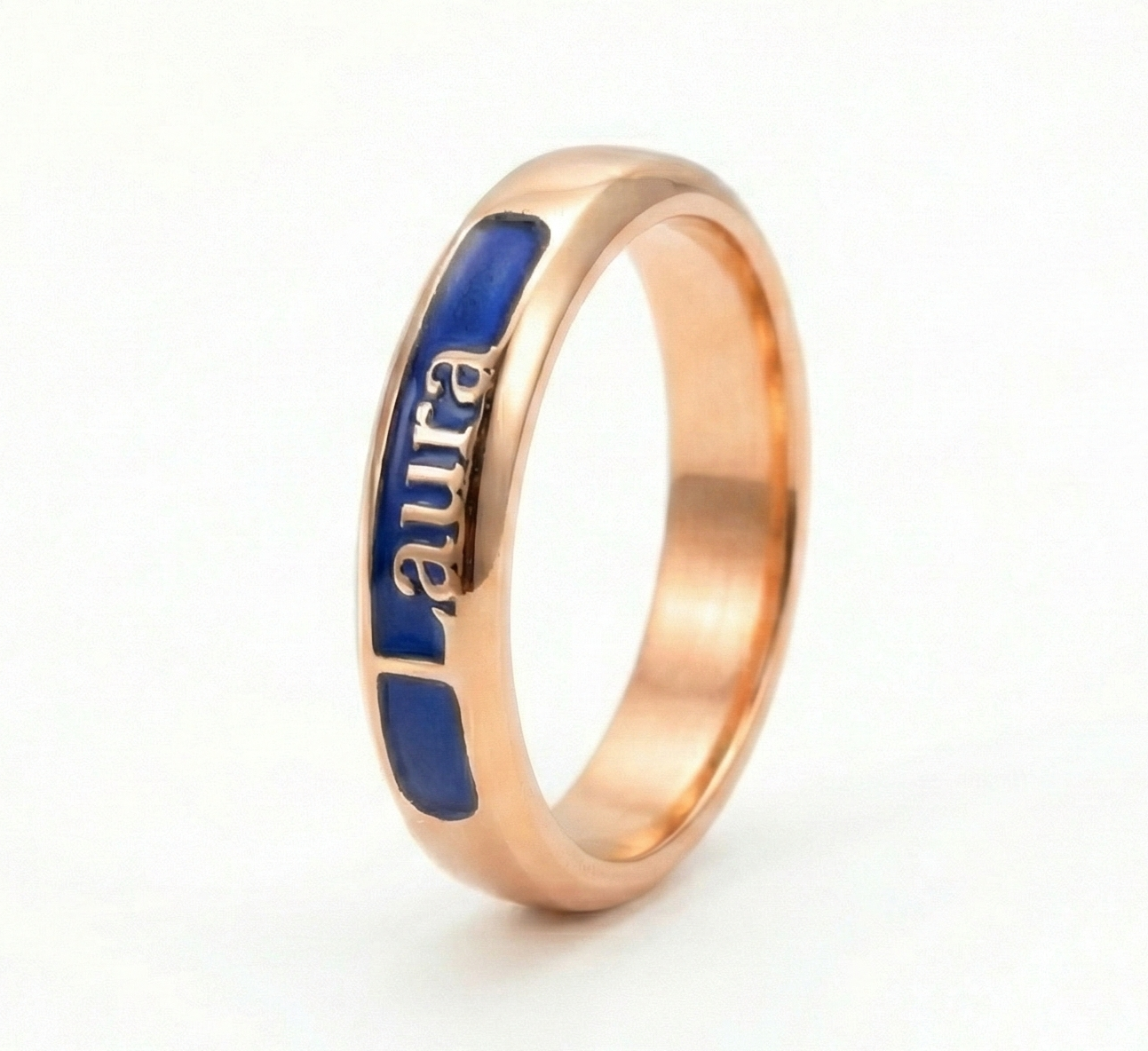 Gold Personalized English Name Enameled Ring