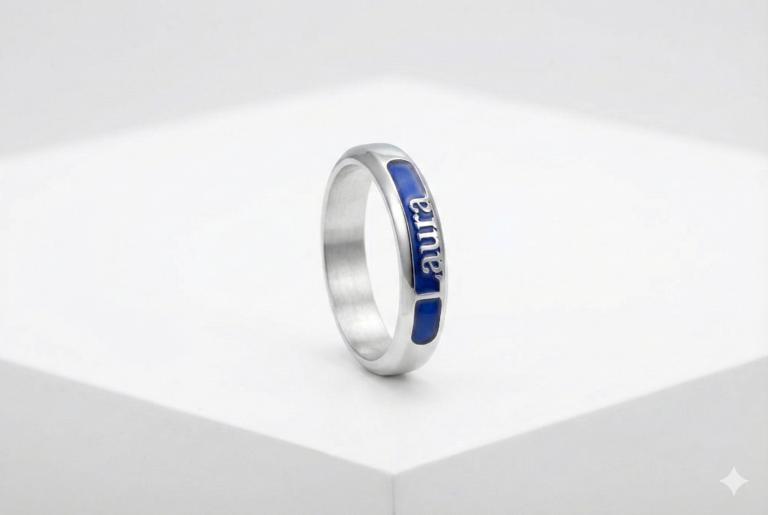 Gold Personalized English Name Enameled Ring