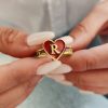 Love and Soul Heart and Letter Gold Ring