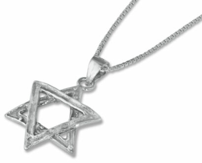 Coarse Sterling Silver Star of David Necklace