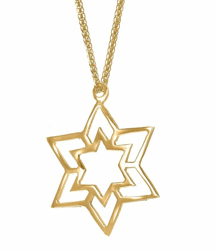 Star of David Geometric Cut-Out Gold Pendant
