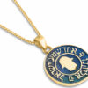 Hamsa and Shema Israel Enameled Gold Pendant