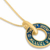 Shema Israel Gold Round Pendant with Enamel