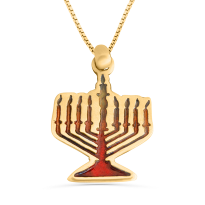 Hanukkah Menorah Gold Pendant