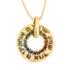 Round Shema Israel Gold and Enamel Pendant