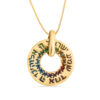 Round Shema Israel Gold and Enamel Pendant