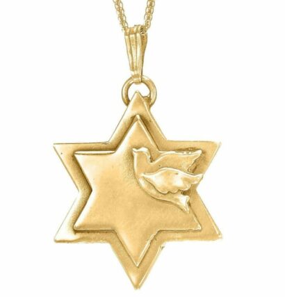 Star of David with Dove Gold Necklace