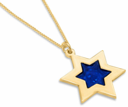 Star of David Double Gold Pendant with Enamel