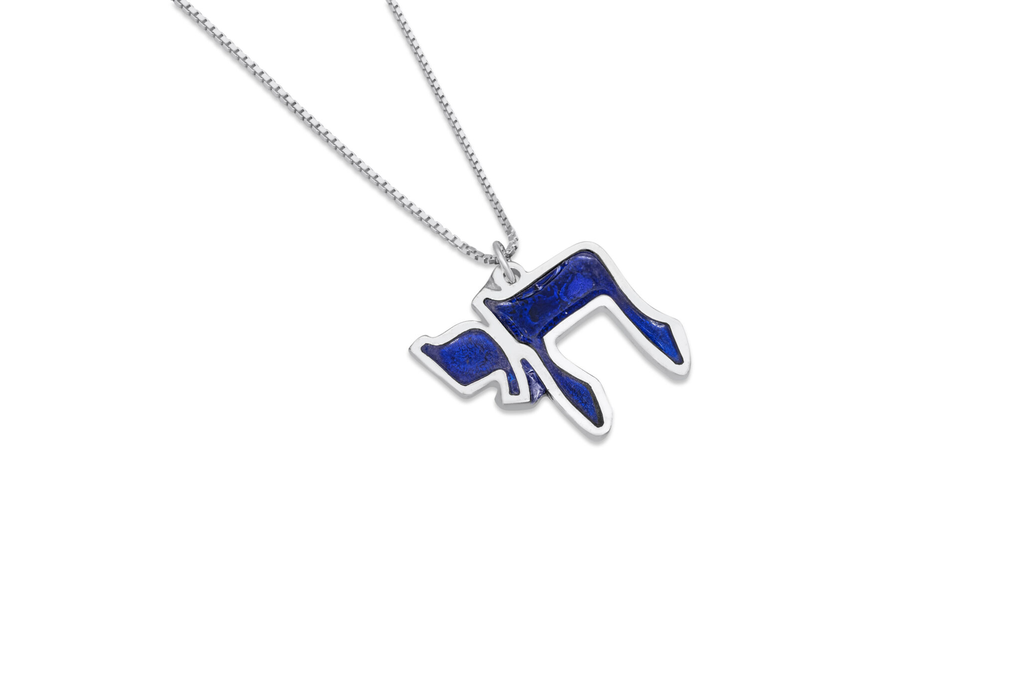 Large 14K Gold Chai Necklace with Enamel Colors