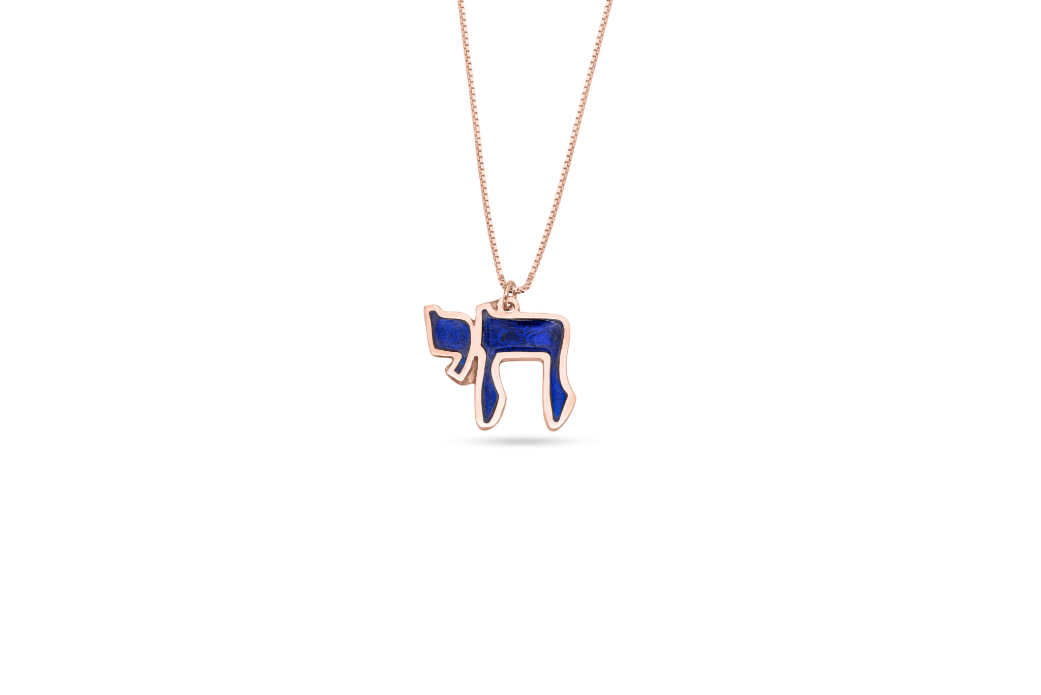 Large 14K Gold Chai Necklace with Enamel Colors