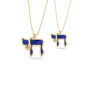 Large 14K Gold Chai Necklace with Enamel Colors