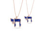 Large 14K Gold Chai Necklace with Enamel Colors