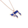 Large 14K Gold Chai Necklace with Enamel Colors