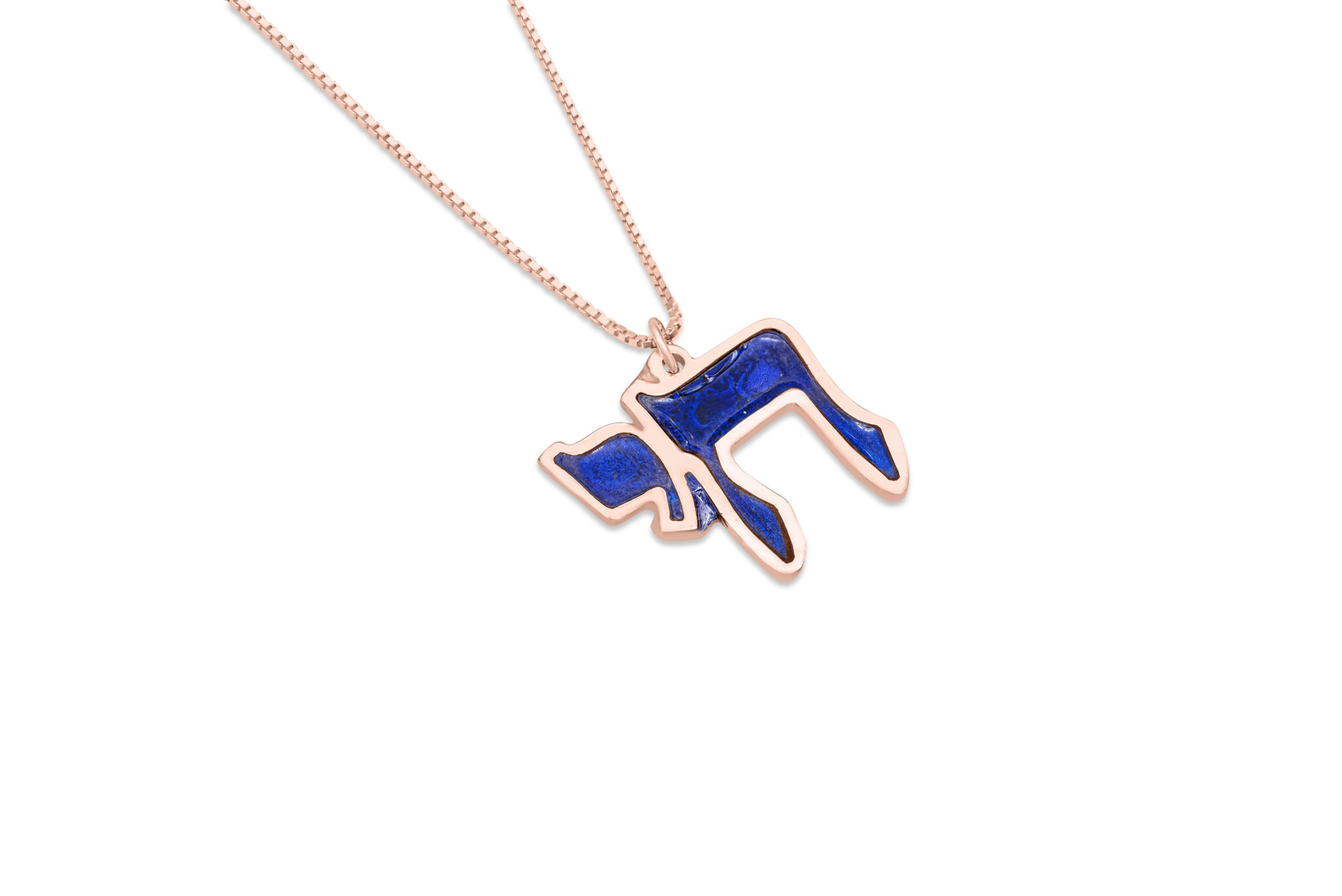 Large 14K Gold Chai Necklace with Enamel Colors