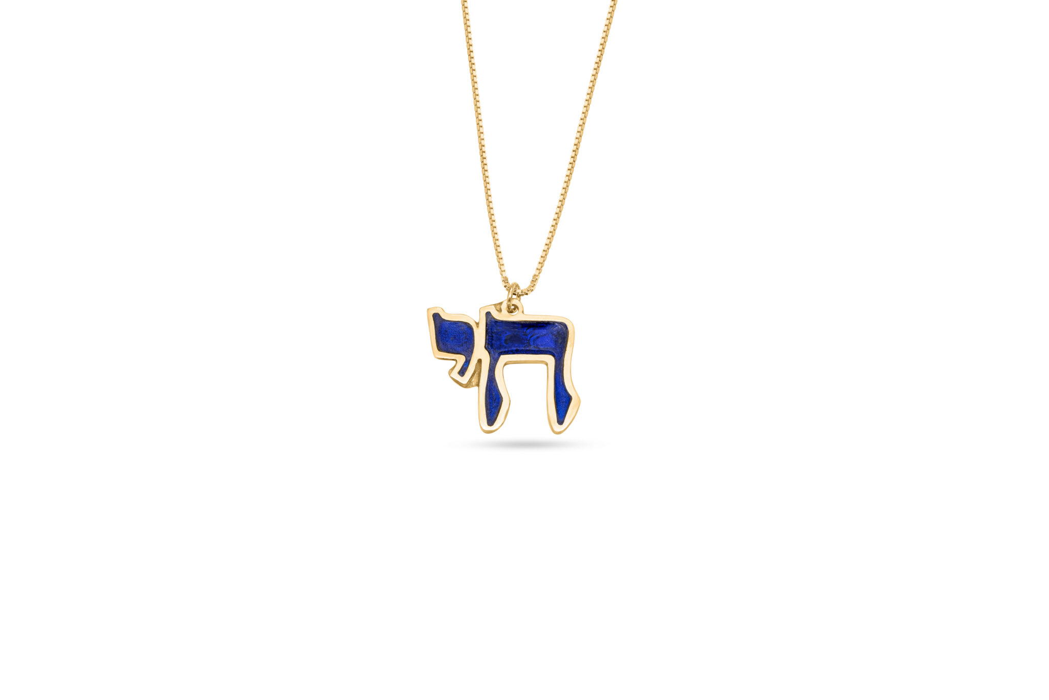 Large 14K Gold Chai Necklace with Enamel Colors