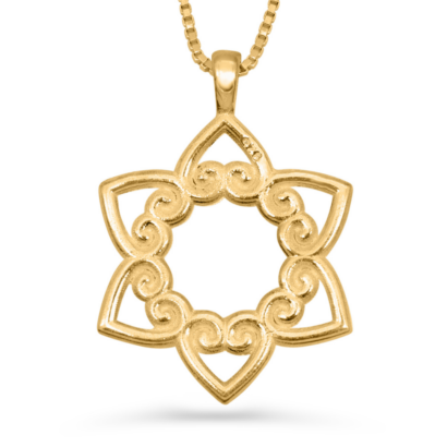 Small Star of David and Hearts Necklace