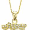 Lustrous 14K Gold Chai Pendant with Diamonds
