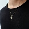Lustrous 14K Gold Chai Pendant with Diamonds