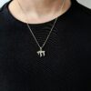 Lustrous 14K Gold Chai Pendant with Diamonds