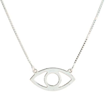 Evil Eye Contemporary Silver Necklace