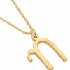 14K Gold Curved-Style Chai Pendant