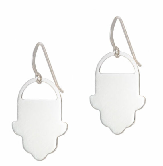 Sterling Silver Contemporary Hamsa Earrings