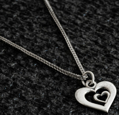 925 Sterling Silver Heart within Heart Pendant