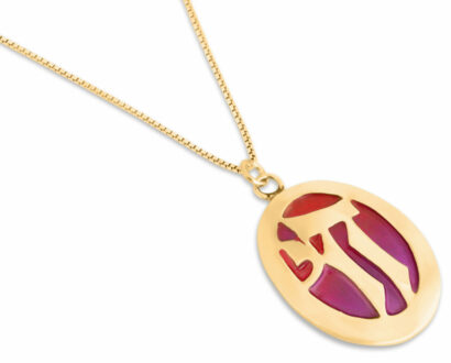 Small Chai Gold Pendant with Enamel