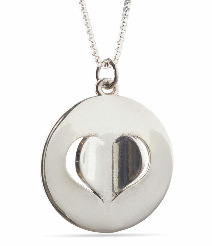 Sterling Silver Round Heart Pendant