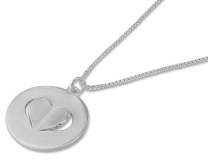 Sterling Silver Personalized Round Heart Pendant