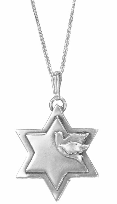 Silver Dove and Star of David Necklace