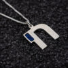 Modern and Stylish Sterling Silver Enamel Chai Necklace
