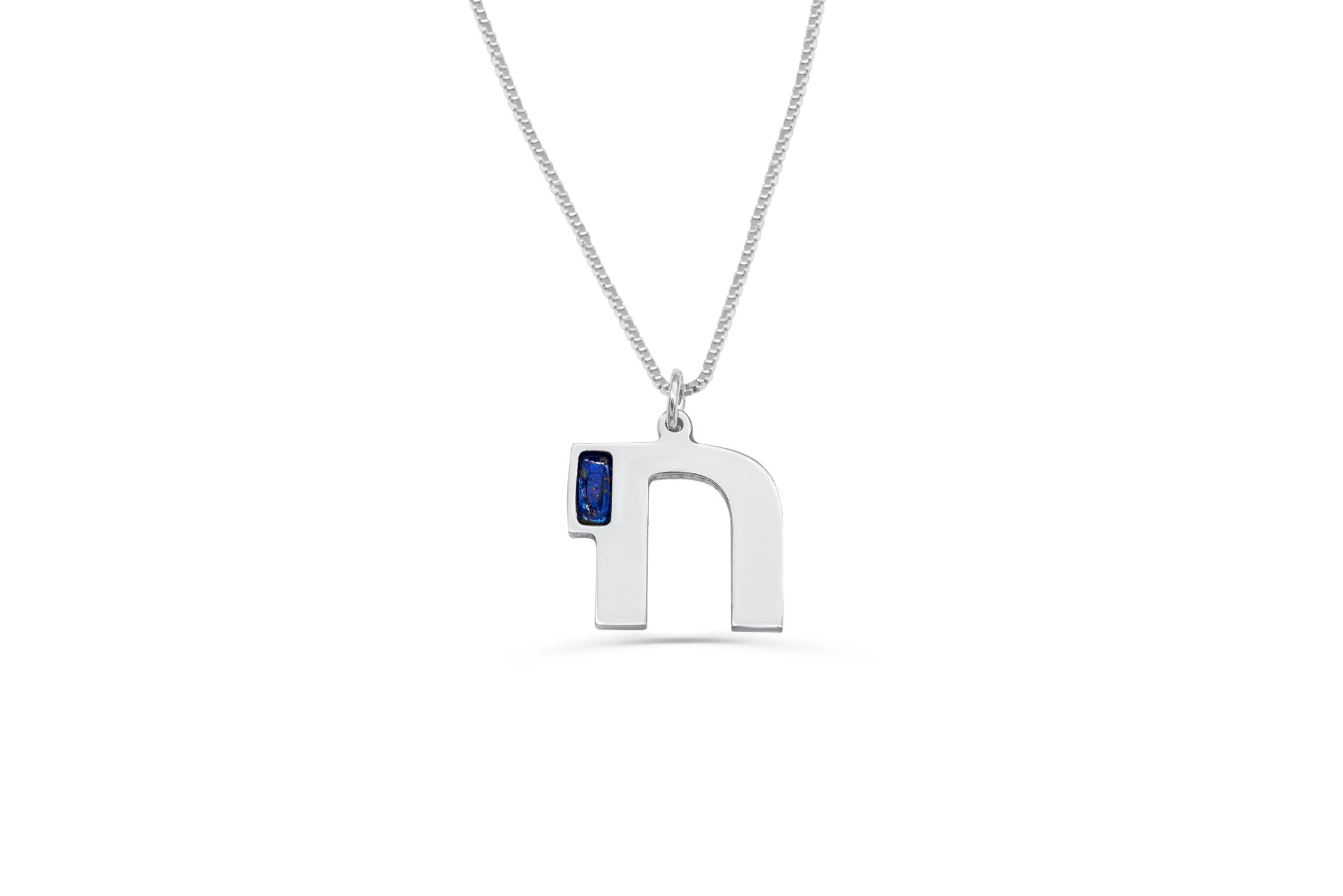 Modern and Stylish Sterling Silver Enamel Chai Necklace