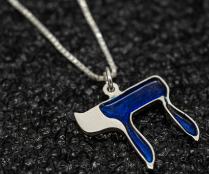 Elegant Half Enameled Chai Silver Pendant