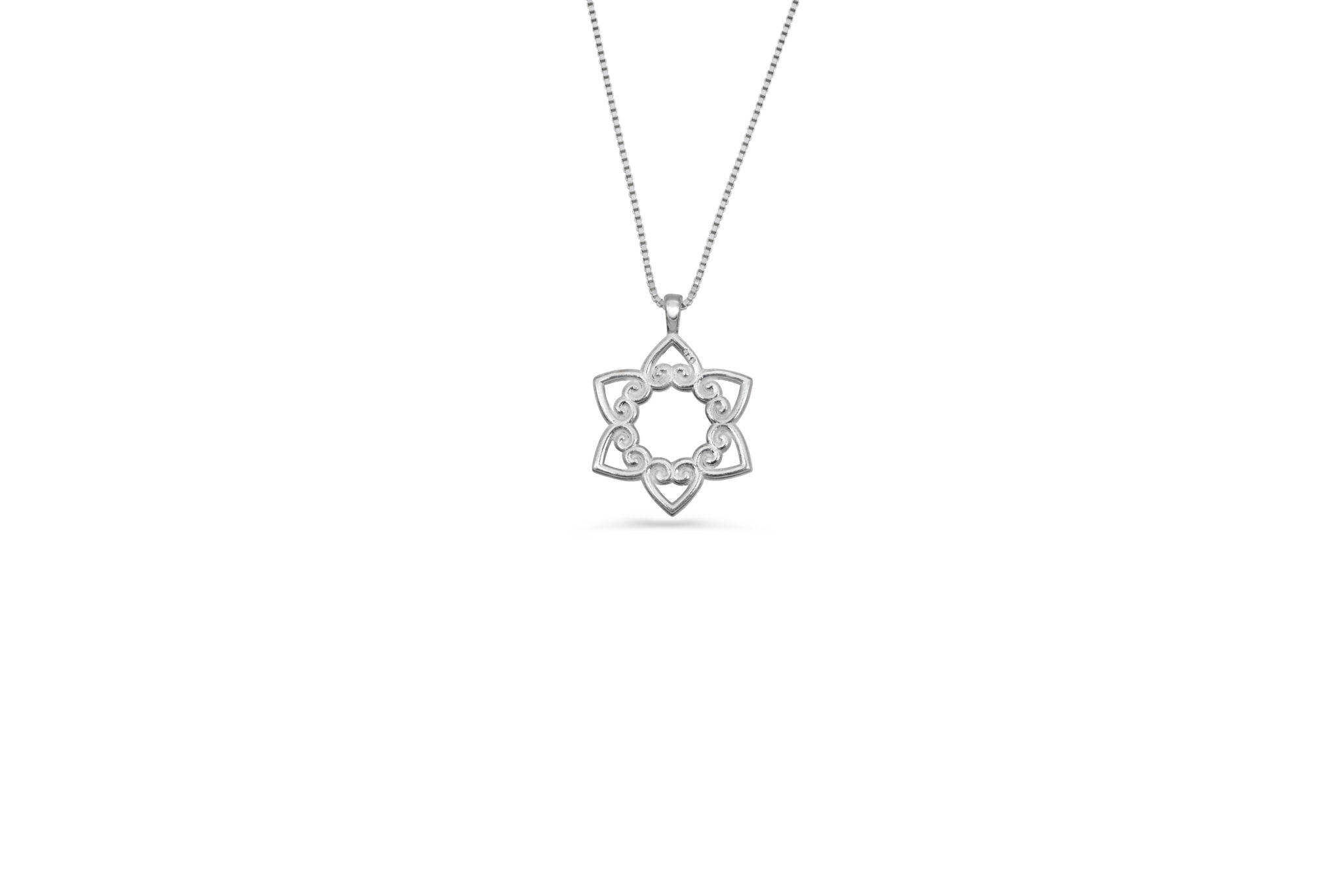 Star of David and Hearts Silver Curvy Pendant