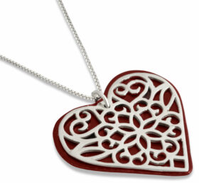 Stylish Filigree Silver and Aluminum Heart Necklace