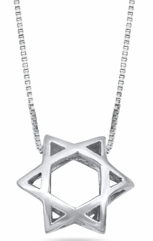 Silver Exaggerated Star of David Necklace