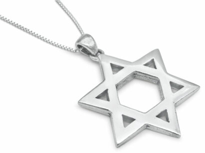 Mid-Sized Silver Star of David Pendant