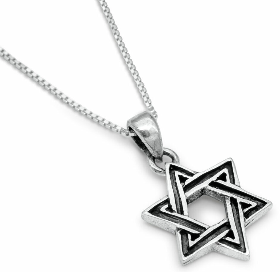 Star of David Outlines Silver Pendant