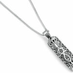 Mezuzah Silver Pendant with Jewish Symbols