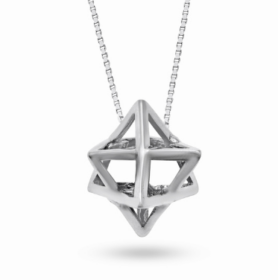 3D Sterling Silver Merkaba Star of David Silver Pendant