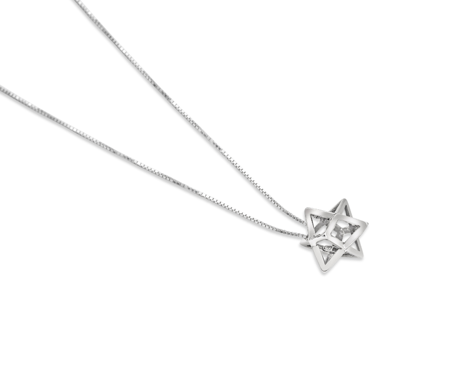 3D Sterling Silver Merkaba Star of David Silver Pendant