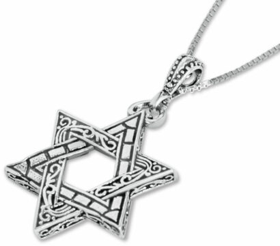 Star of David Silver Pendant with Delicate Decorations