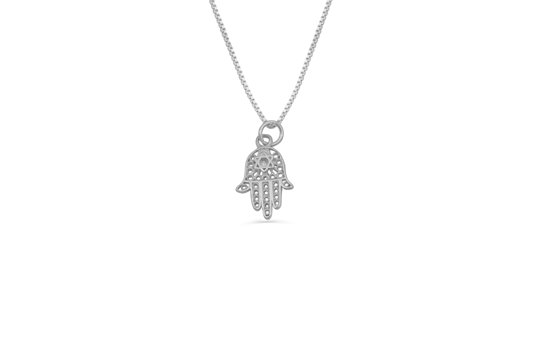 Small Cut-Out Hamsa and Star of David Pendant