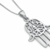 Large Hamsa Filigree Silver Necklace
