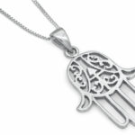 Large Hamsa Filigree Silver Necklace