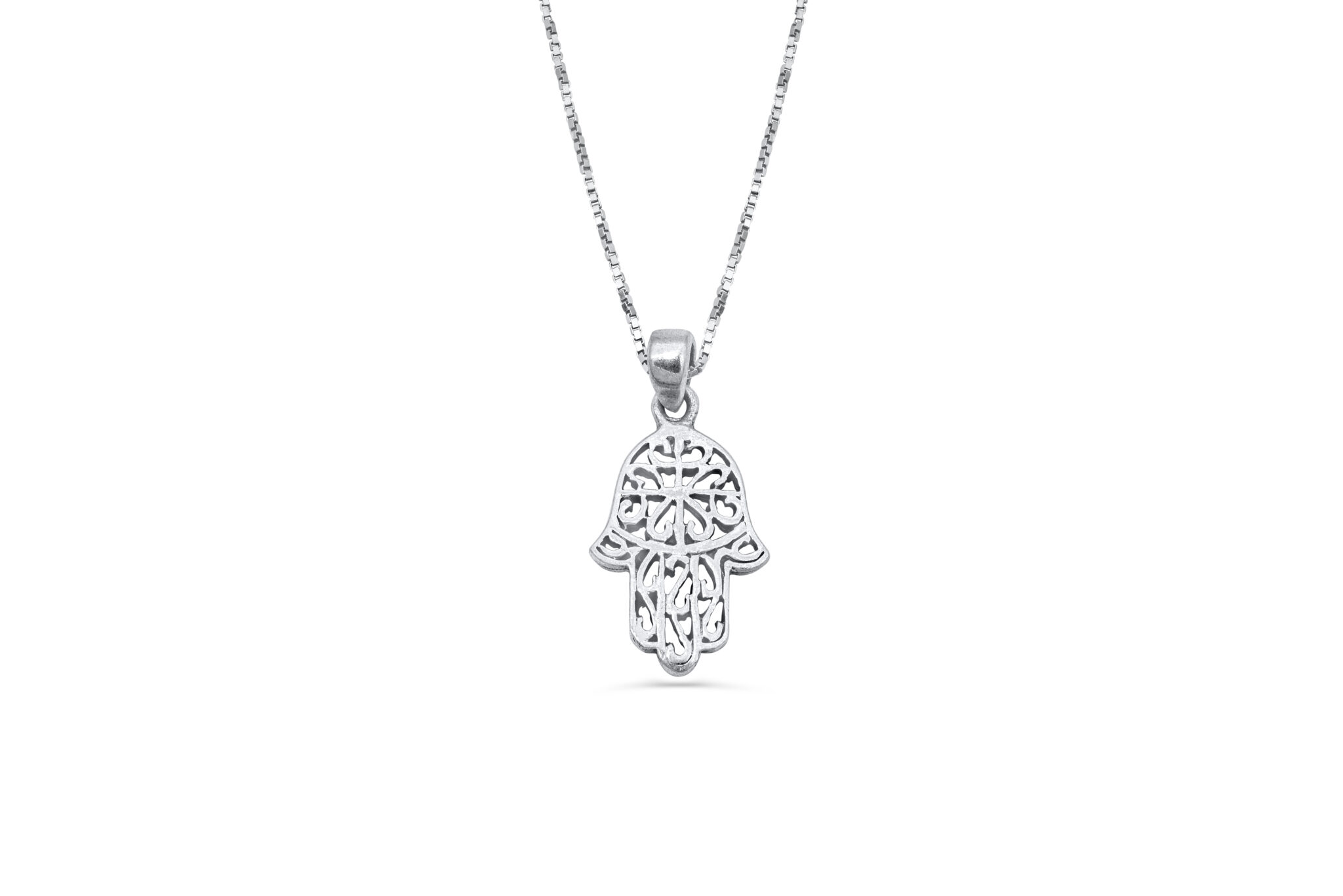 Small Hamsa Filigree Silver Necklace