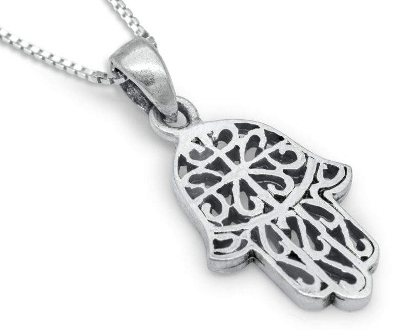 Small Hamsa Filigree Silver Necklace