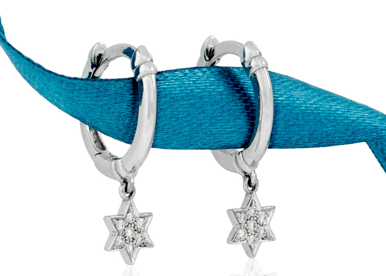 Gold and Diamonds Star of David Modern Earrings